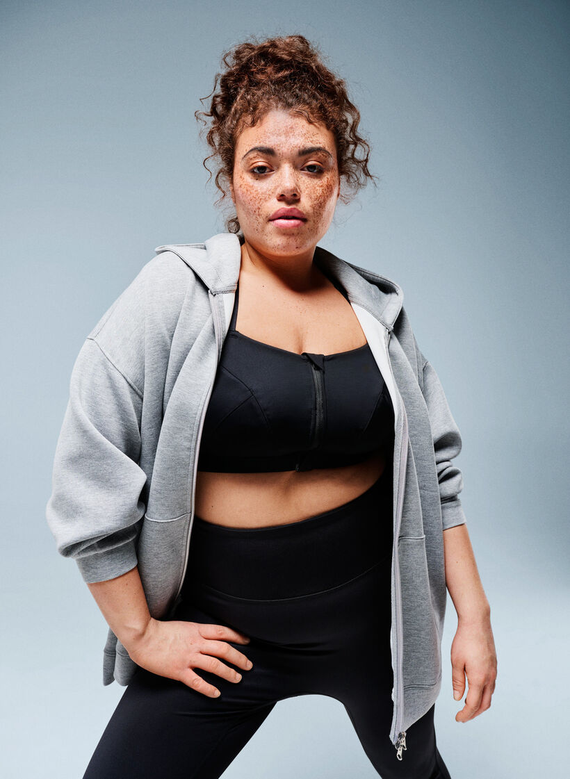 Scuba hoodie with zip and pockets, Grey, Image image number 0