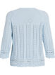 Knitted top with eyelet embroidery and 3/4 sleeves, Light Blue, Packshot image number 1