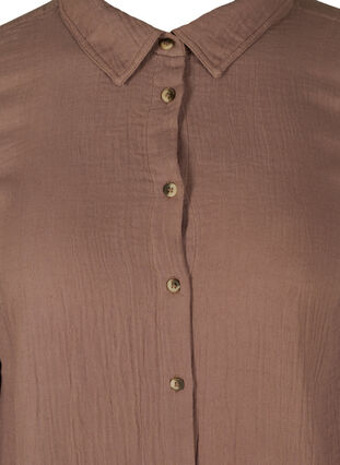 Long cotton shirt with a classic collar, Deep Taupe, Packshot image number 2