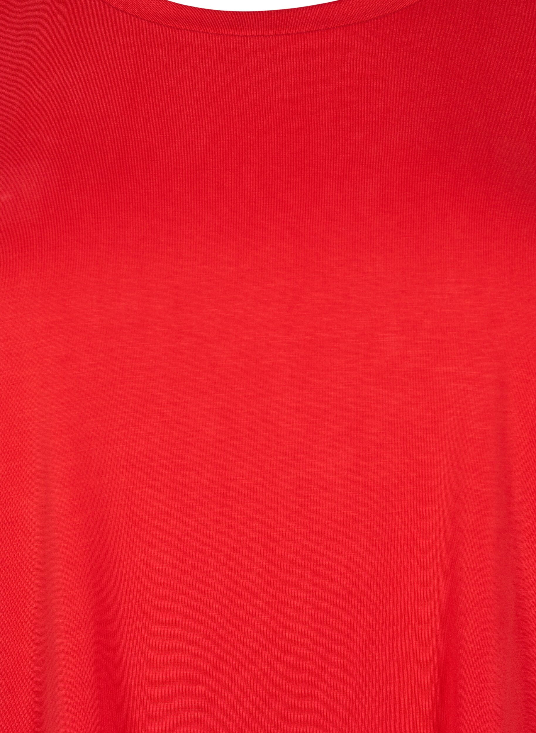 Zizzifashion T-shirt in TENCEL&trade; Modal with round neck, Red, Packshot image number 2