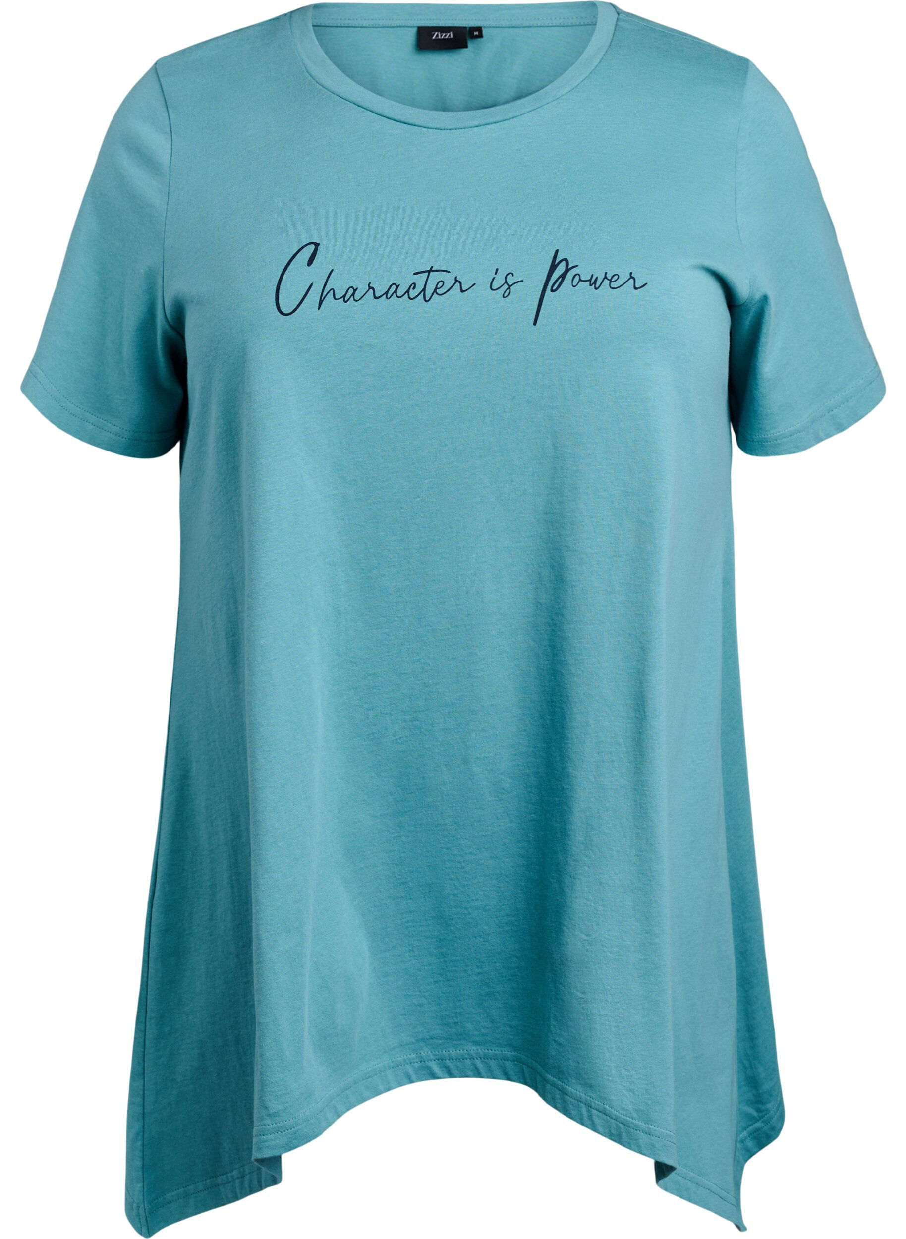 Zizzifashion T-shirt with a round neck and A-line shape, Green, Packshot image number 0