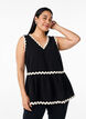 Sleeveless top with wavy contrast edges, Black, Model image number 0