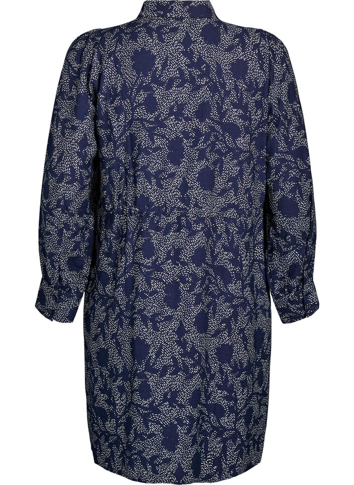 Shirt dress with tie belt and print, Blue, Packshot image number 1