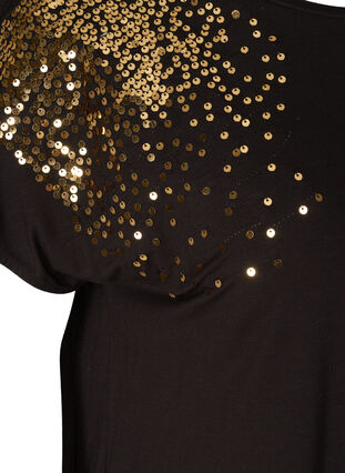 Short-sleeve T-shirt with sequins, Black, Packshot image number 3