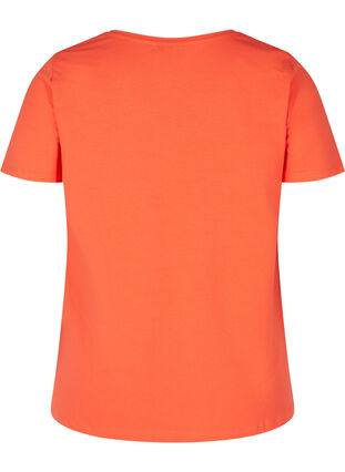 Basic t-shirt with v-neck, Living Coral, Packshot image number 1