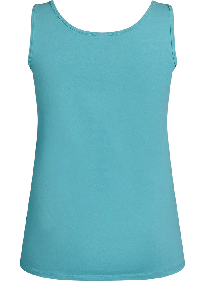 Solid color basic top in cotton, Blue, Packshot image number 1