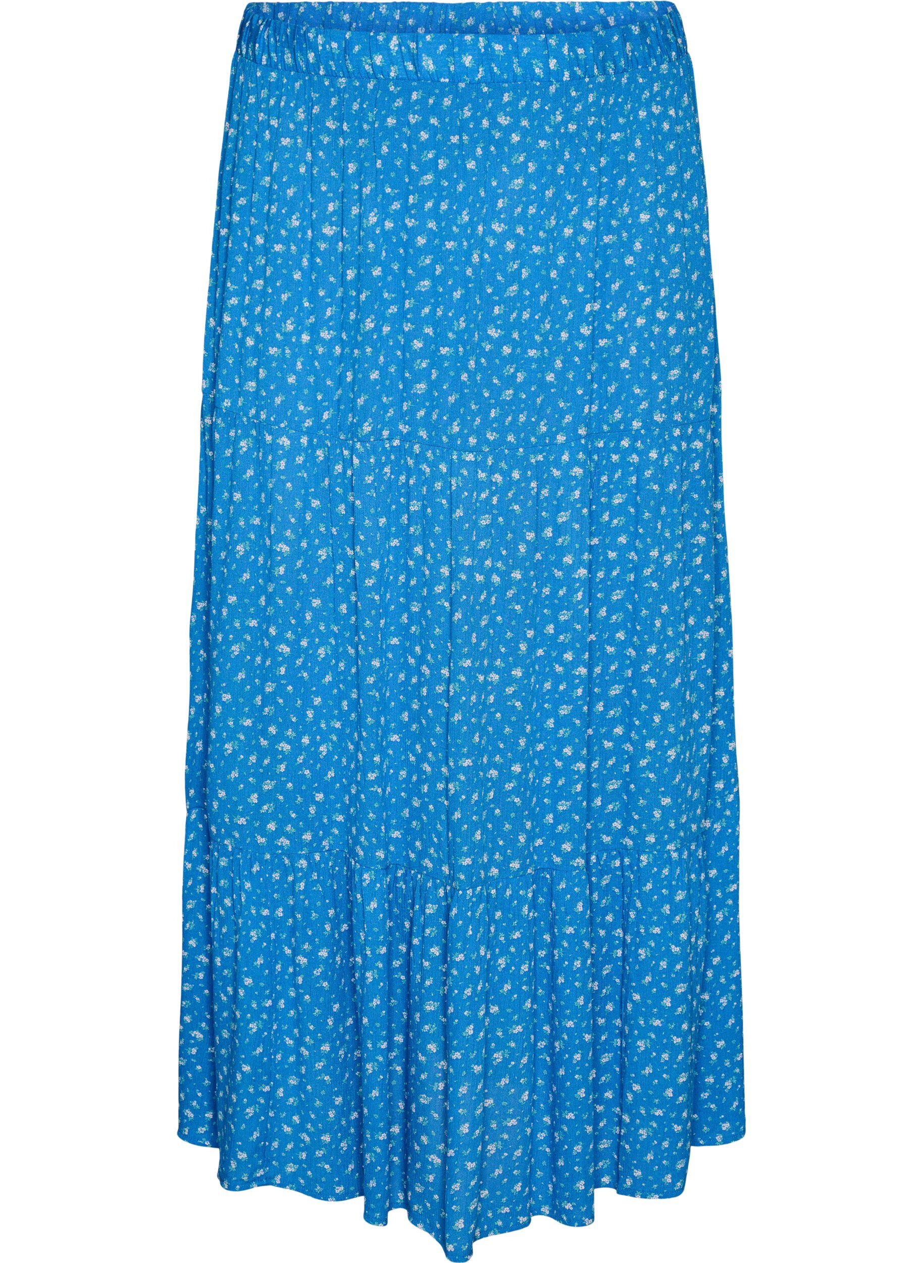 Zizzifashion Long skirt with elasticated waist, Blue, Packshot image number 0