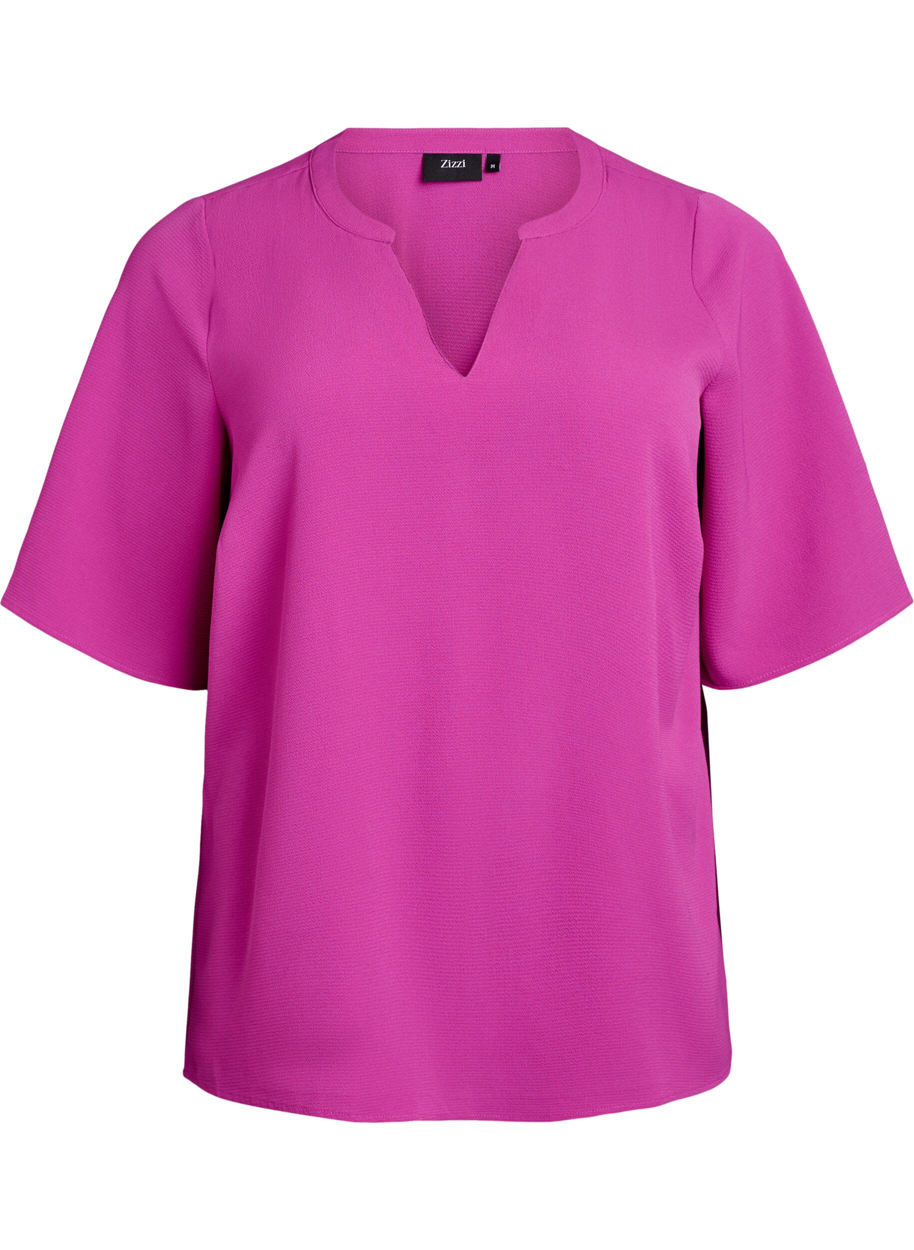 Short-sleeved blouse with V-neck