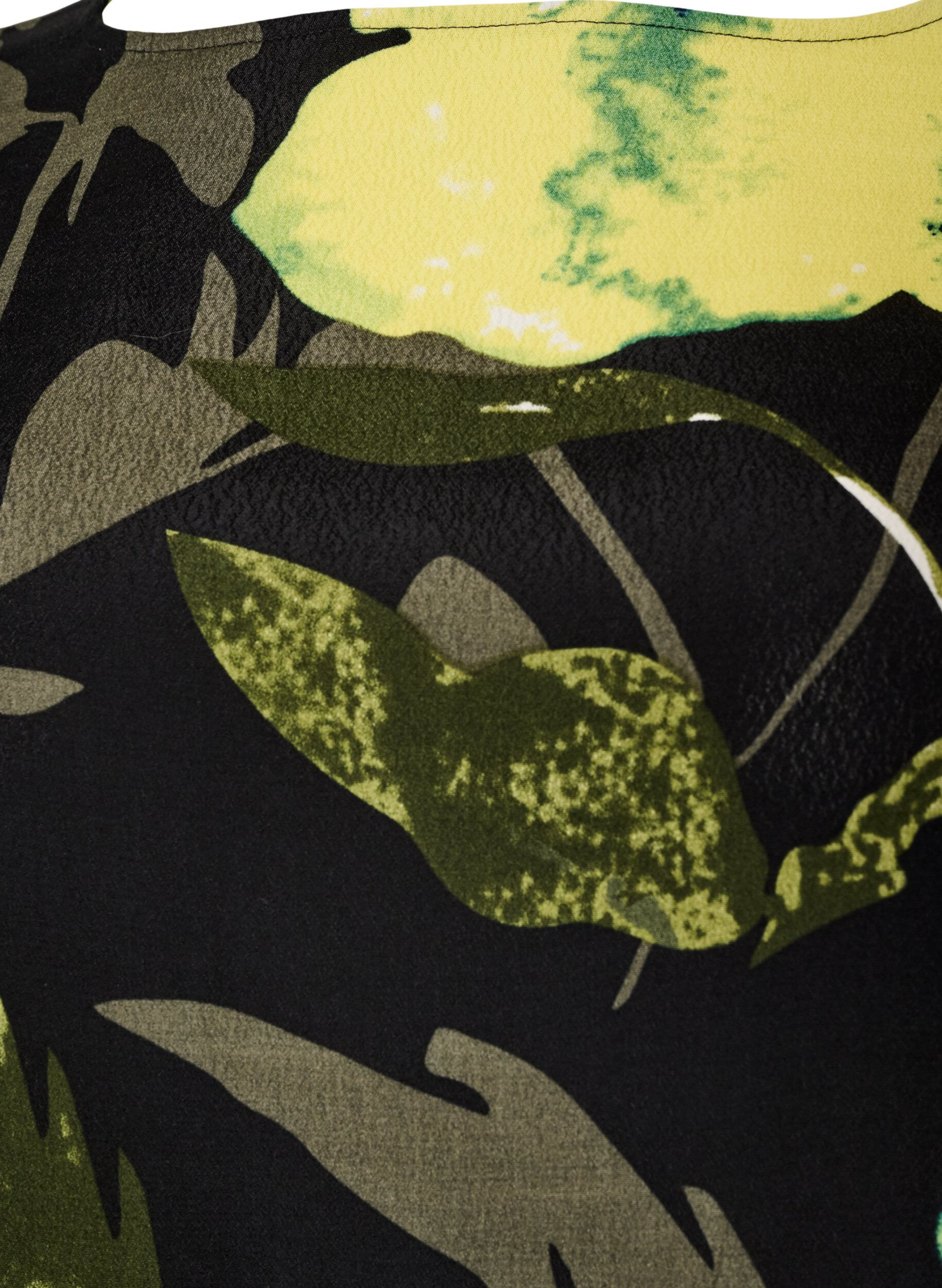 ZizzifashionFloral blouse with a boat neck and wide sleeves, Black, Packshot image number 2