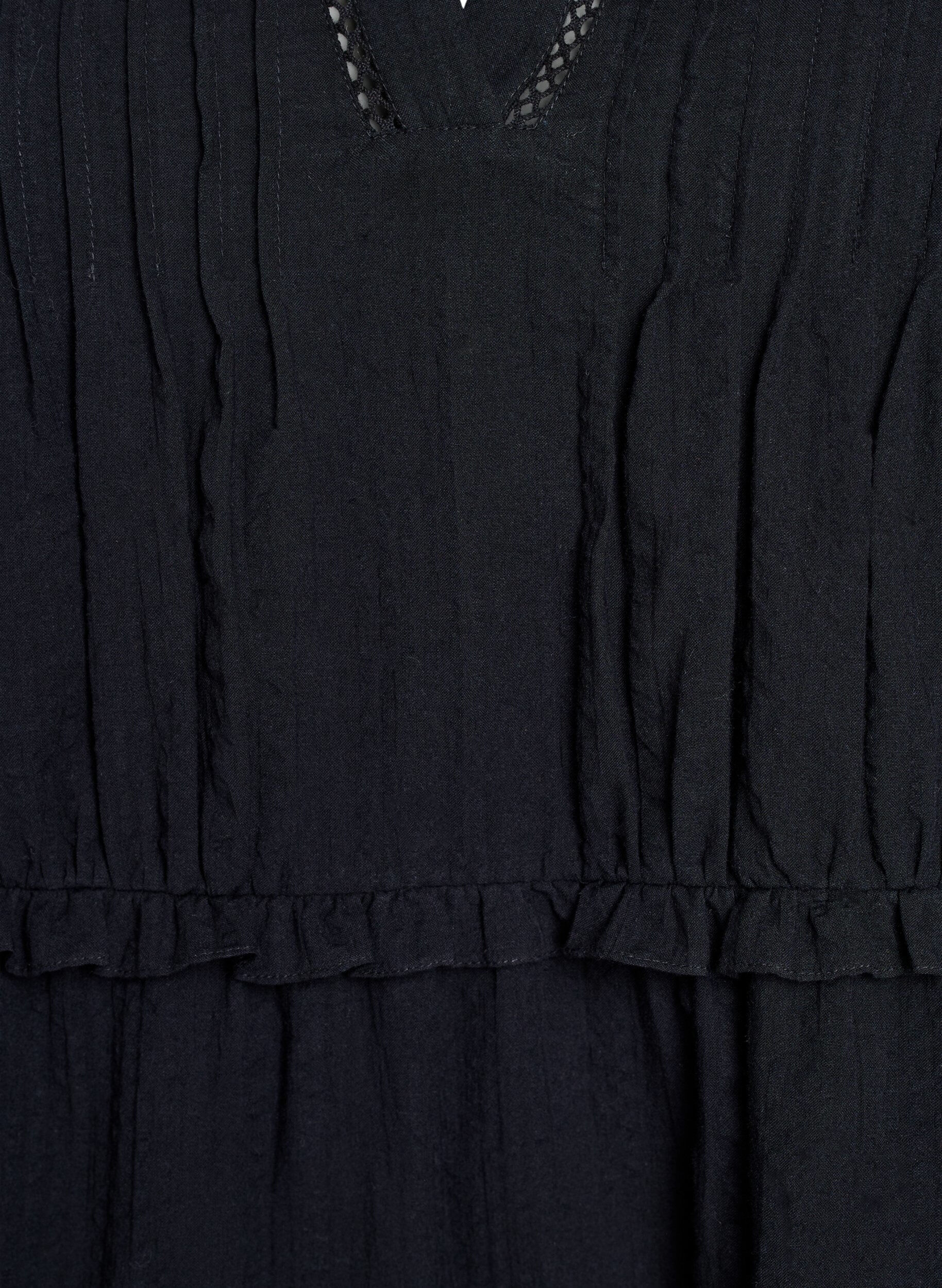 Zizzifashion A-shape tunic with ruffles, Black, Packshot image number 2