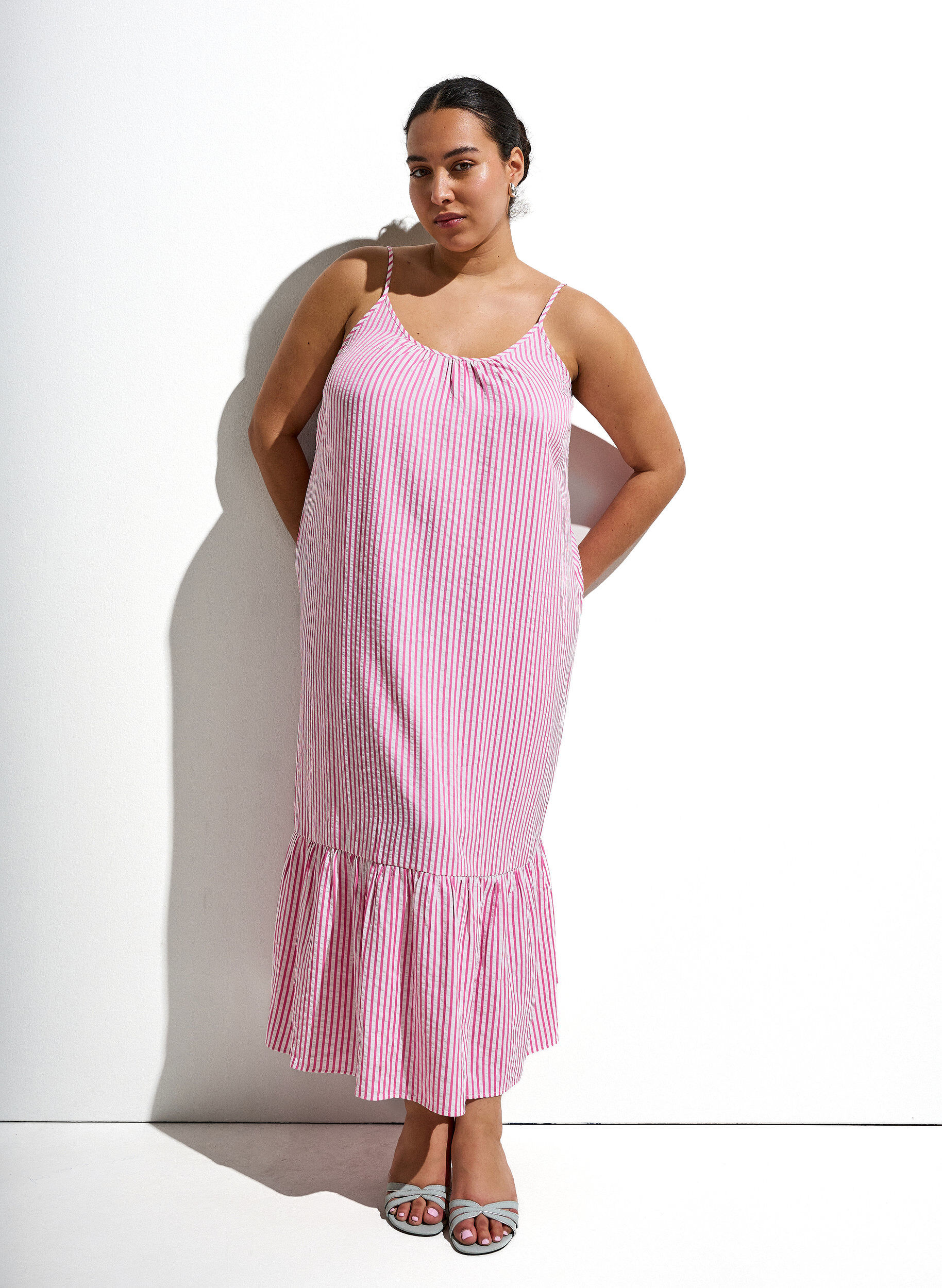 Summer dress with stripes and A-line shape