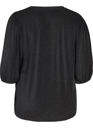Glitter blouse with 3/4-length sleeves, Black, Packshot image number 1