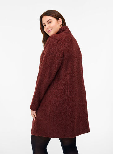 Coat with wool and zipper, Bitter Chocolate, Model image number 1