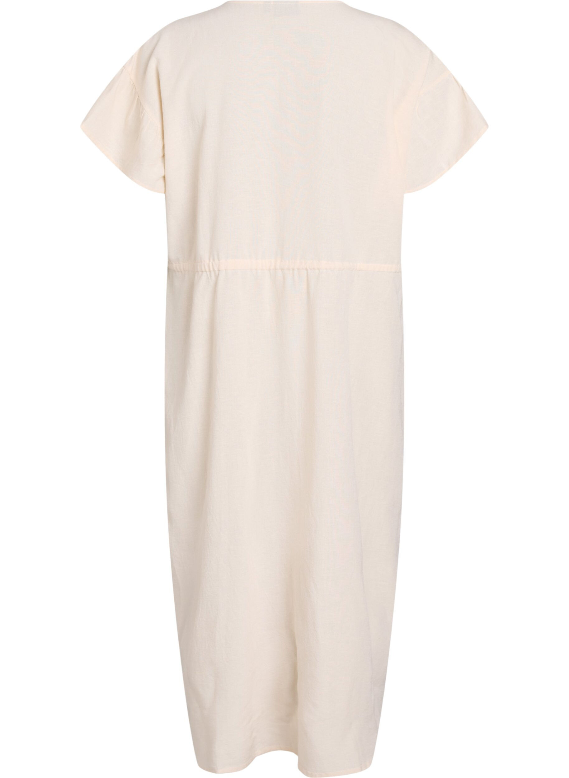 Zizzifashion Maxi dress with buttons and tie belt, Vanilla, Packshot image number 1