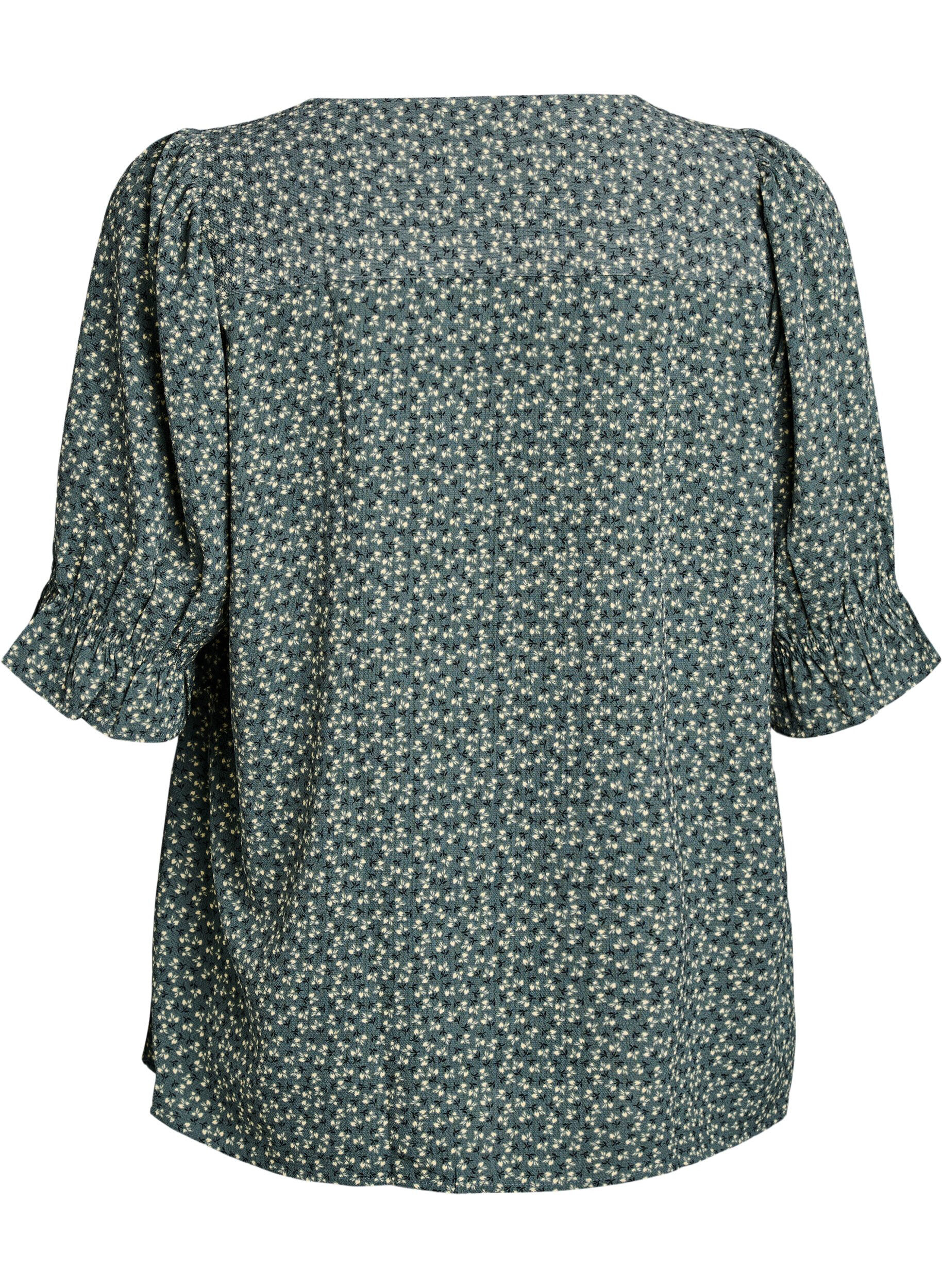 ZizzifashionShirt blouse with 1/2 sleeves, Green, Packshot image number 1