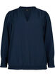 Viscose blouse with long sleeves and smock, Navy Blazer, Packshot image number 0