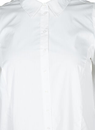 Cotton shirt with 3/4 length puff sleeves, Bright White, Packshot image number 2