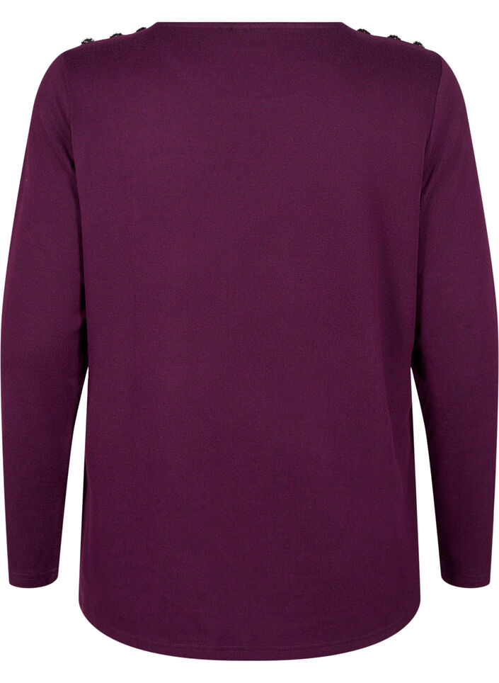 Blouse with decorative buttons, Purple, Packshot image number 1