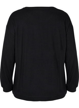 Long -sleeved blouse with glitter, Black, Packshot image number 1