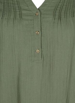 Cotton tunic with 3/4-length sleeves, Thyme, Packshot image number 2