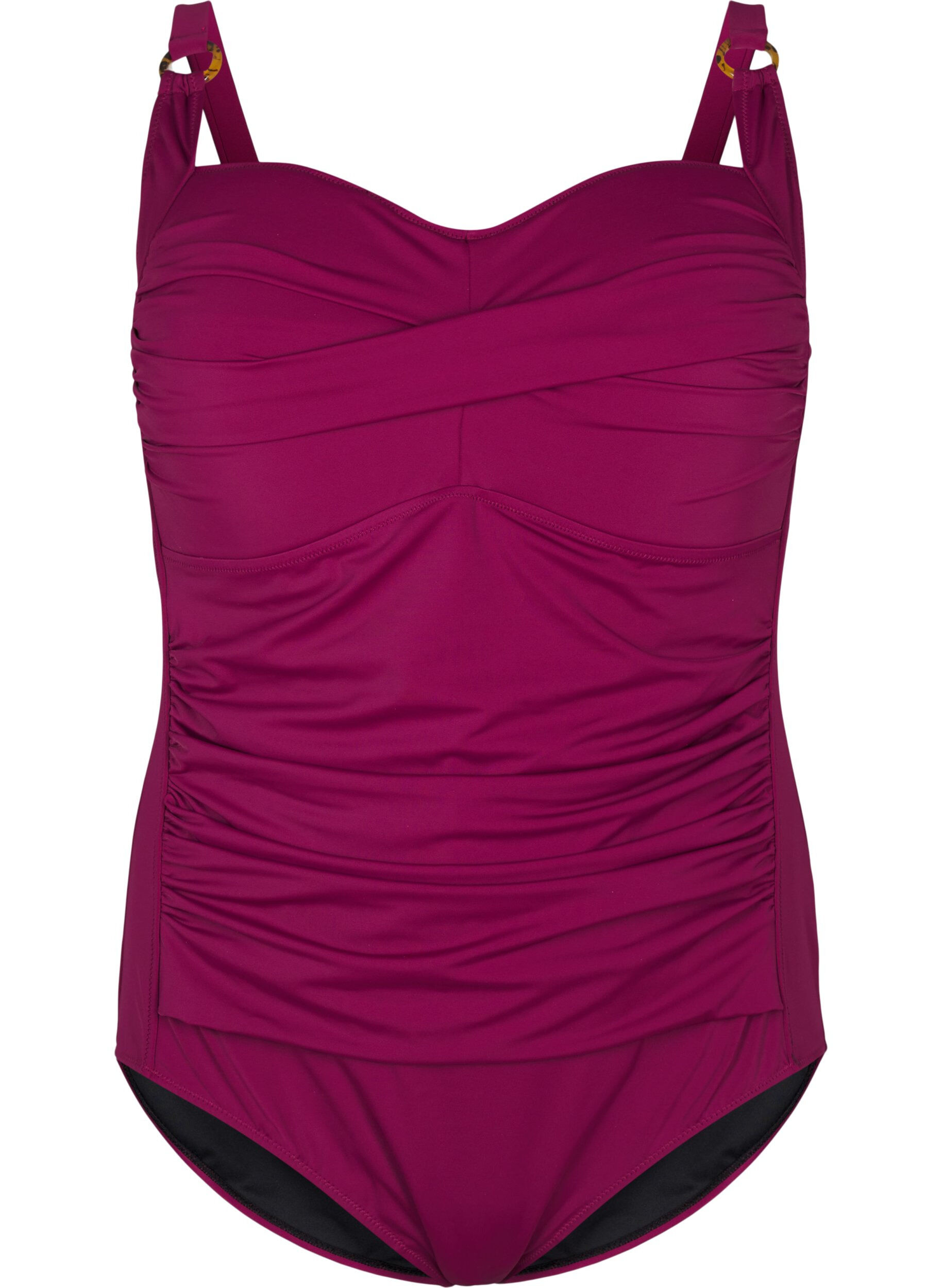 Zizzifashion Padded swimsuit with draping, Red, Packshot image number 0