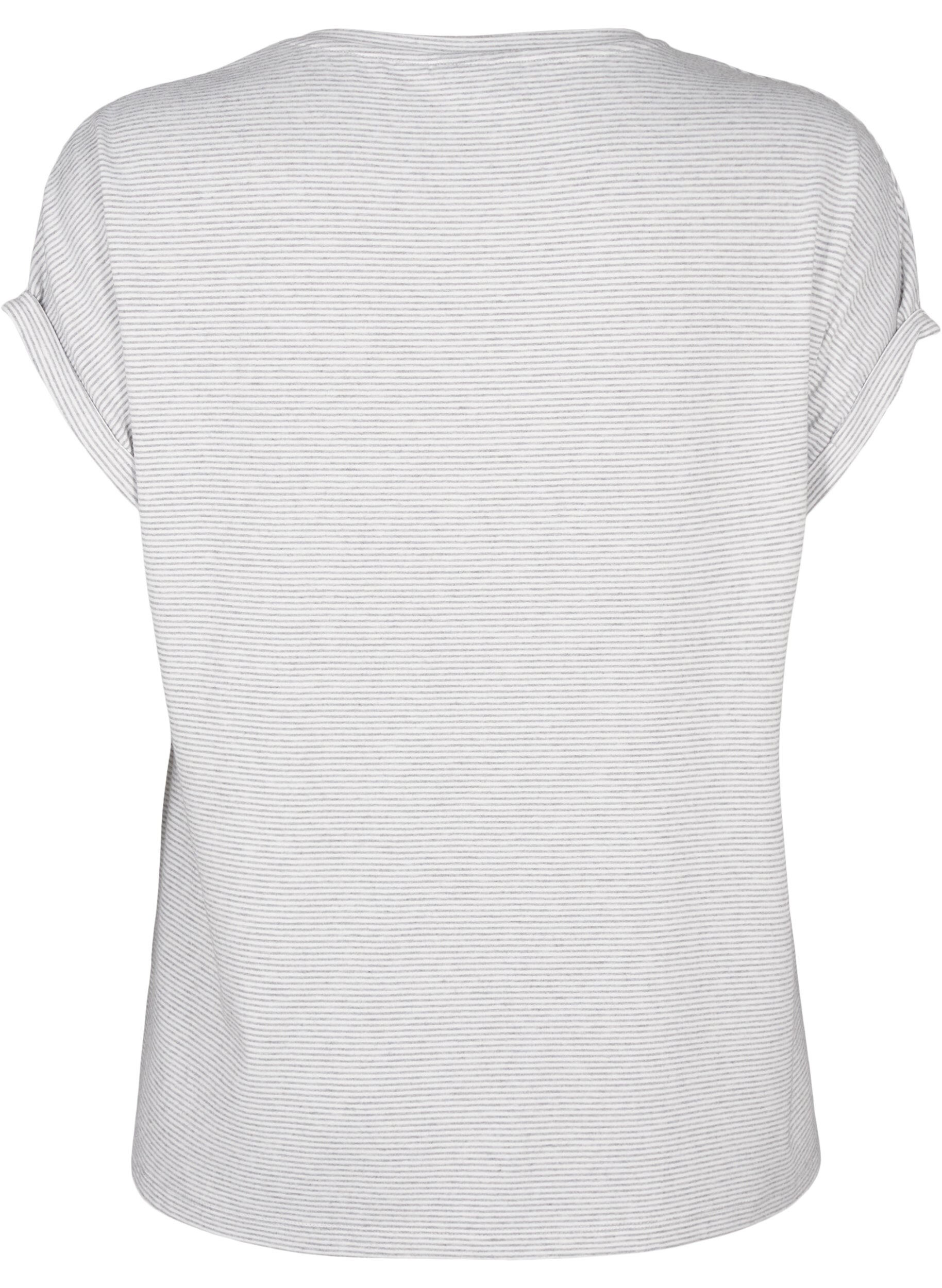 Zizzifashion Striped nightshirt with short sleeves, Grey, Packshot image number 1