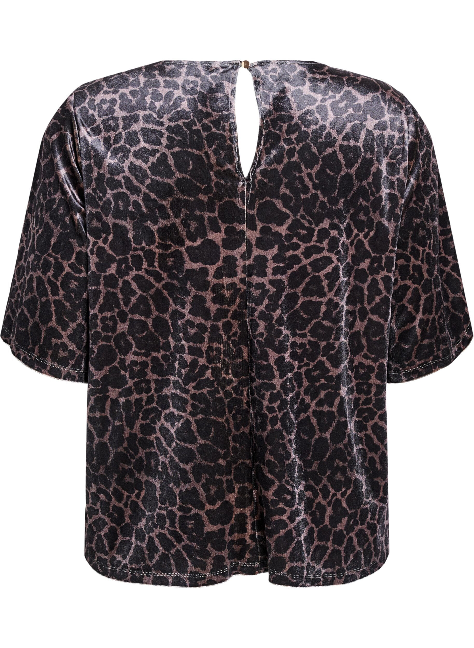 Zizzifashion Short-sleeved velour top, Brown, Packshot image number 1