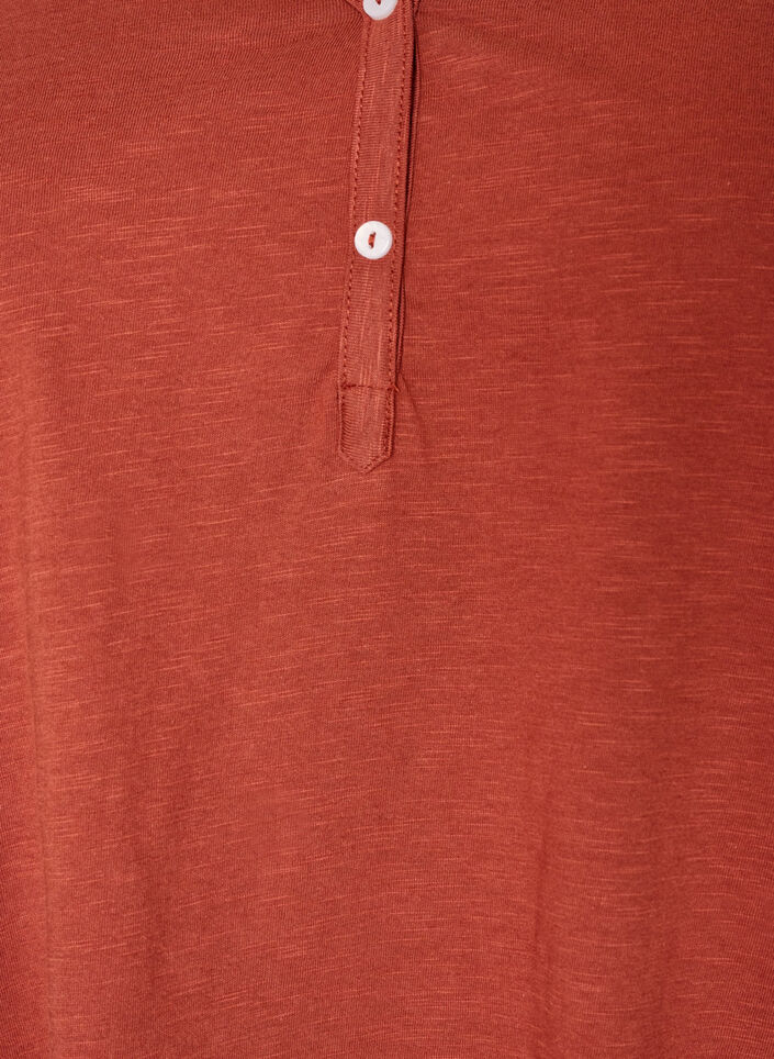 Long-sleeved t-shirt with V-neck and buttons, Brown, Packshot image number 2