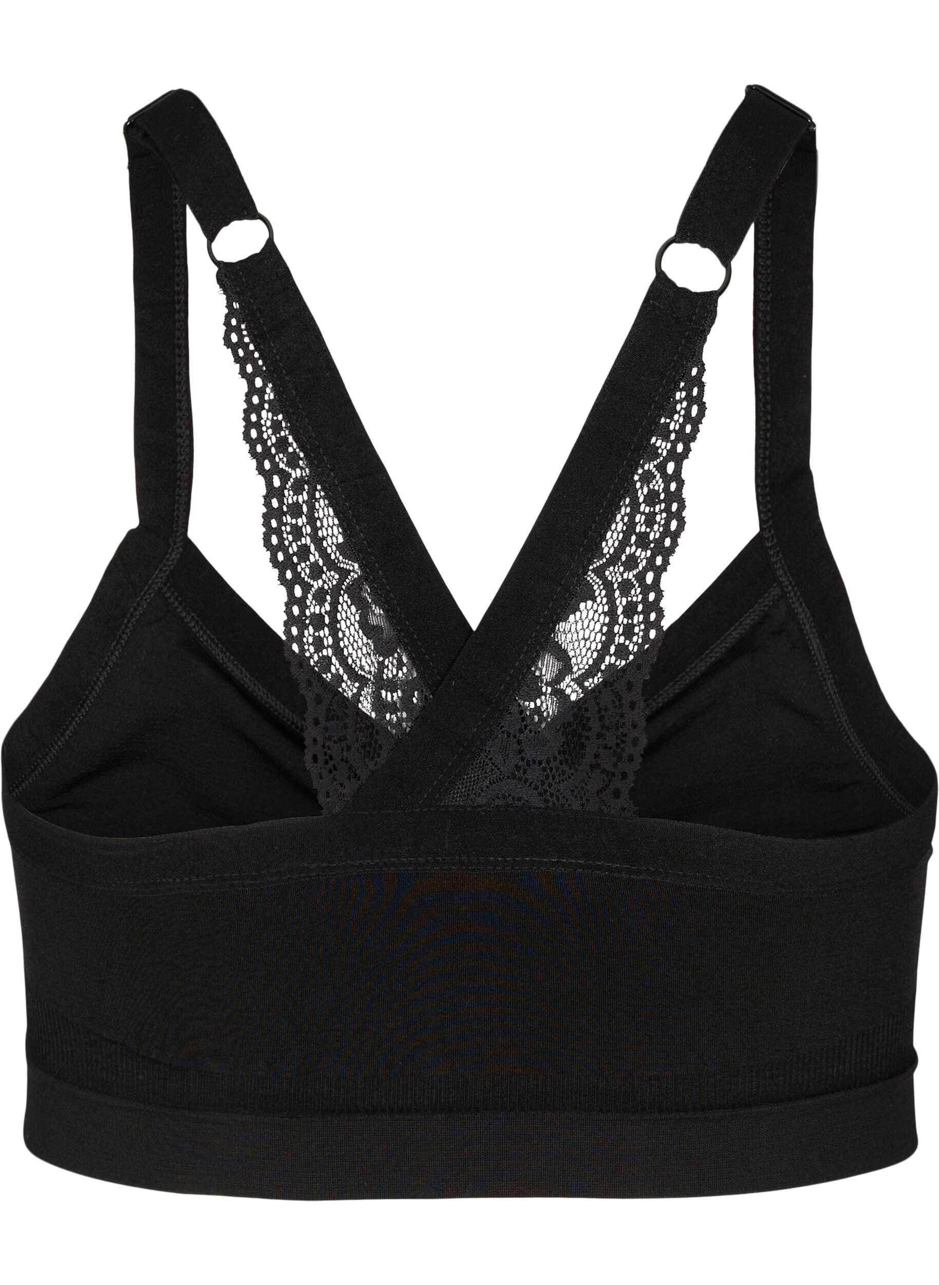Zizzifashion Soft bra with lace back, Black, Packshot image number 1