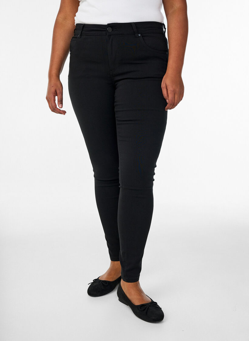 Slim fit trousers with pockets, Black, Model image number 3