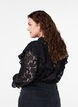 Lace shirt blouse with ruffle detail, Black, Model image number 1