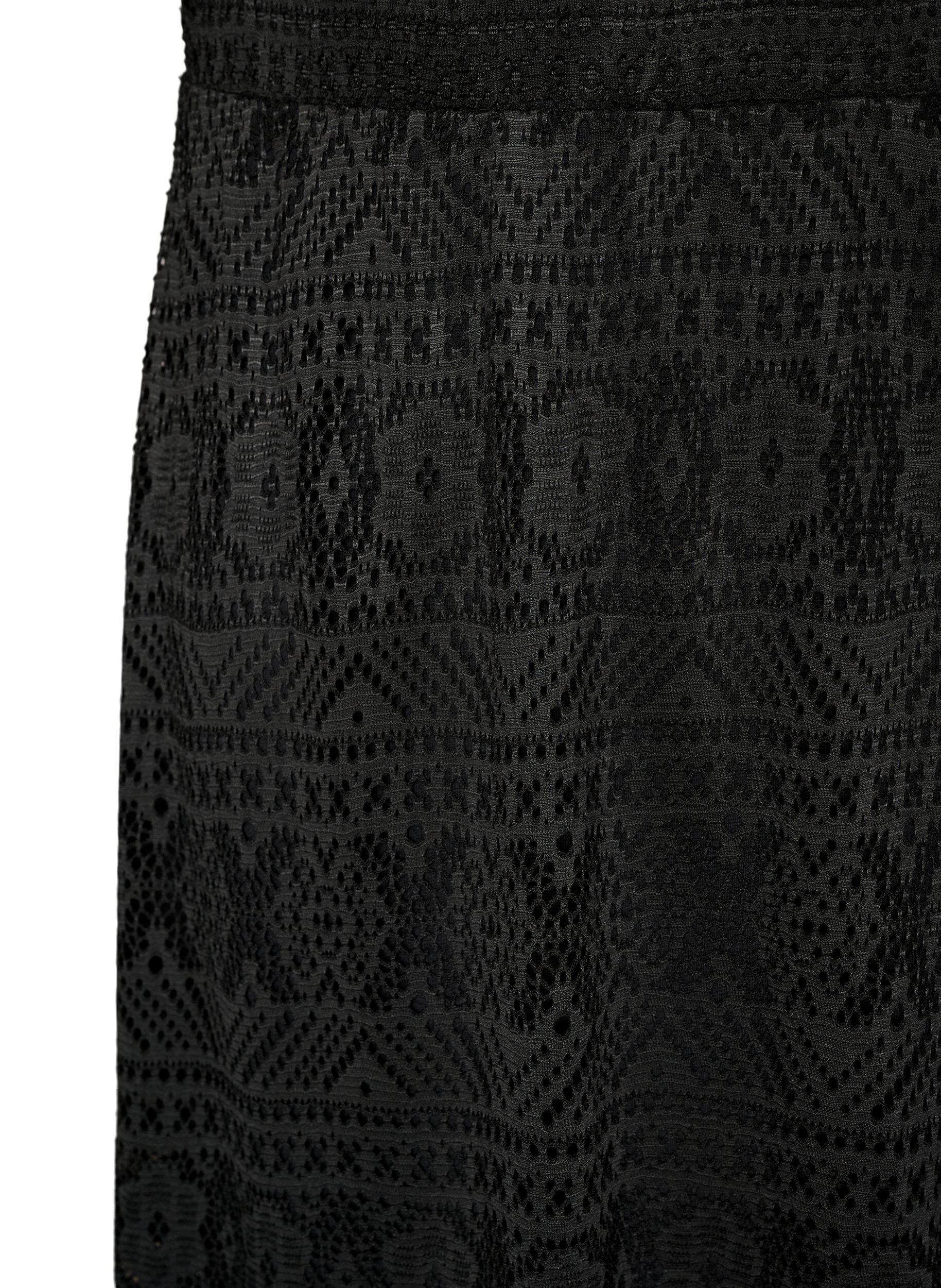 Zizzifashion Long eyelet skirt with an elasticated waistband, Black, Packshot image number 2