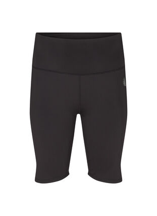Long, close-fitting gym shorts with a high rise waist, Black, Packshot image number 0