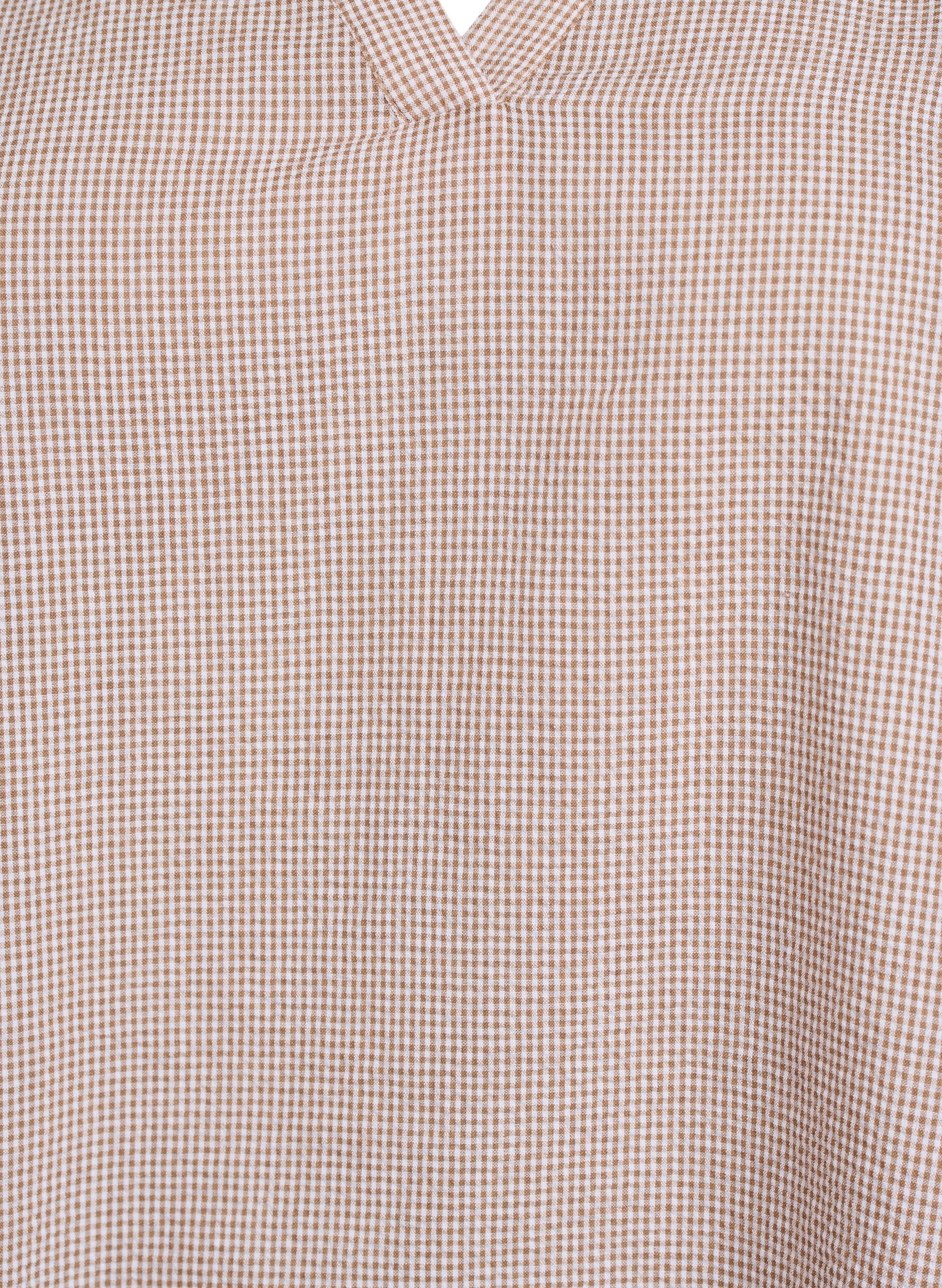 Zizzifashion Blouse with v-neck and small checks, Beige, Packshot image number 2