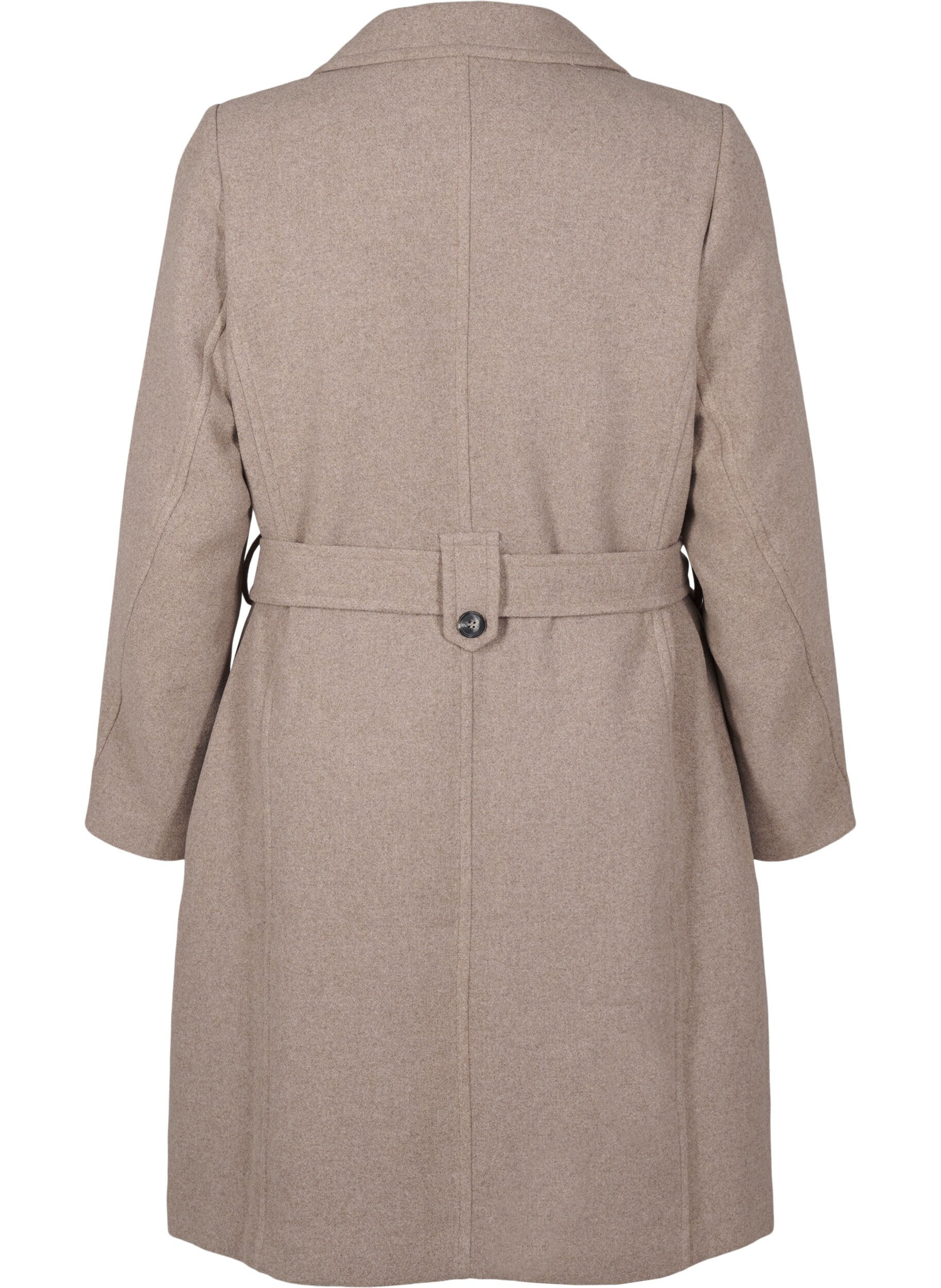 Zizzifashion Long wool coat with belt, Moon Rock Mel. , Packshot image number 1