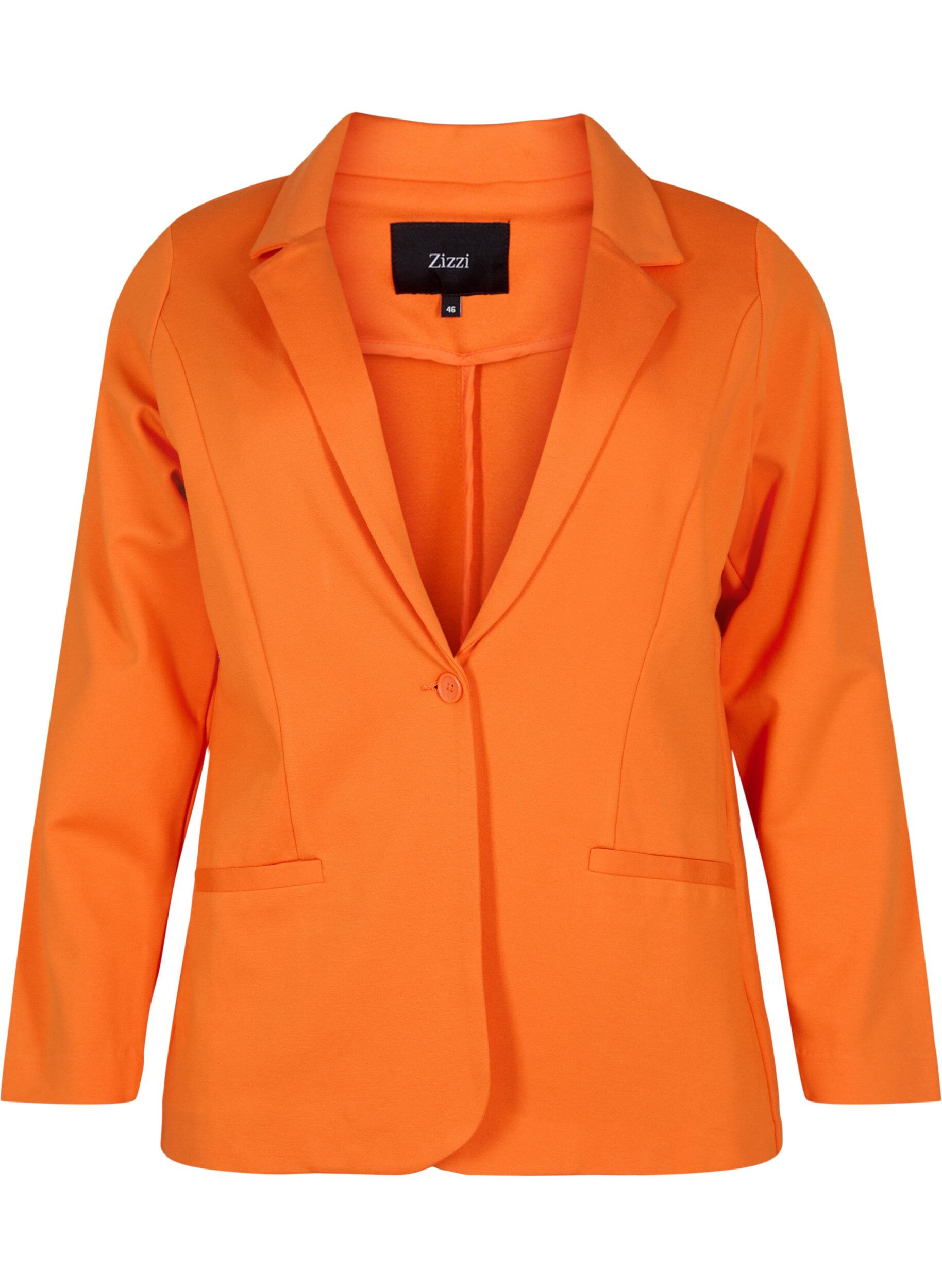 Zizzifashion Simple blazer with button, Mandarin Orange, Packshot image number 0