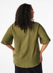 Viscose blouse with v-neck and embroidery detail, Green, Model image number 2