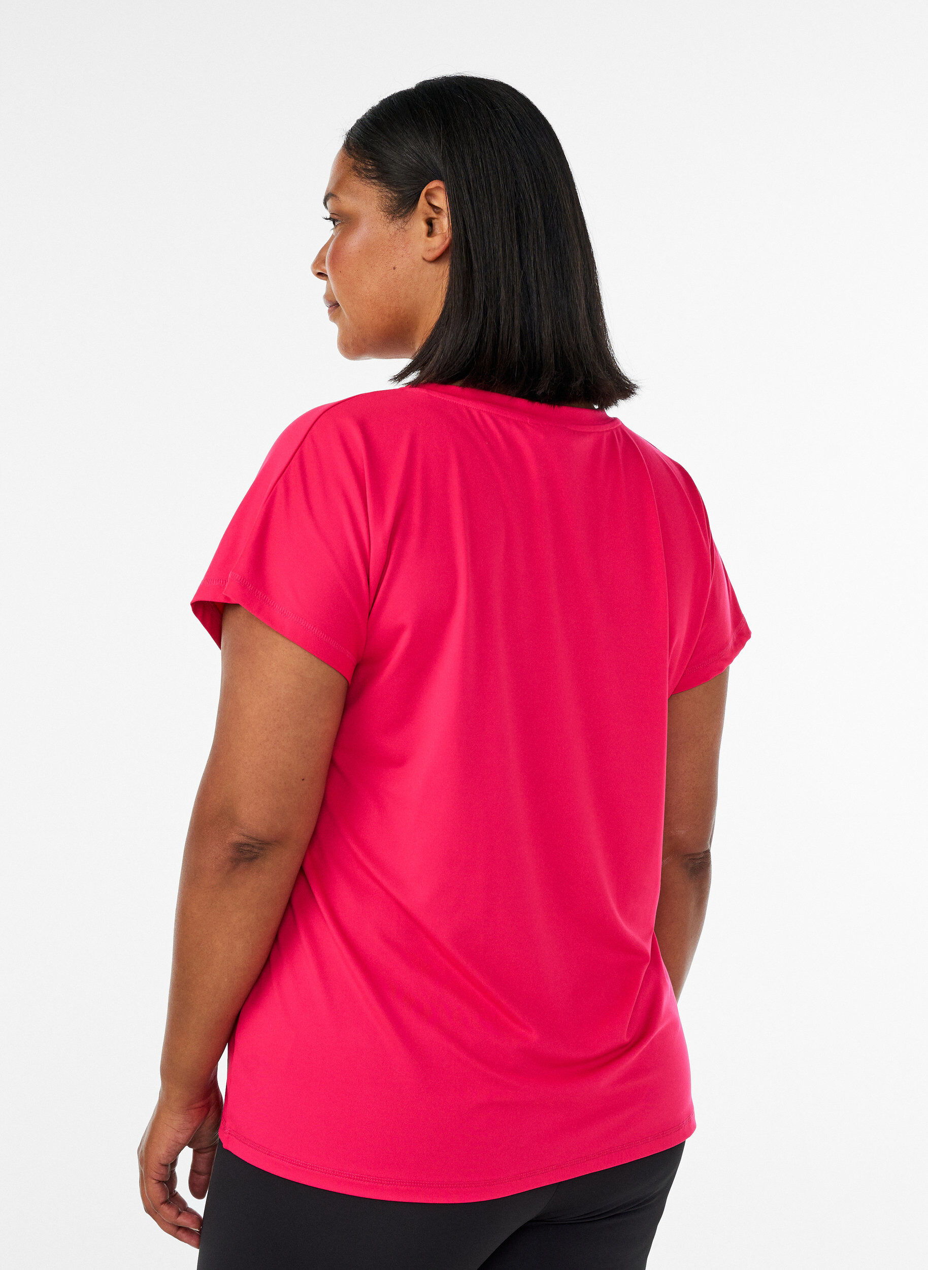 Zizzifashion Loose training t-shirt with v-neck, Pink, Model image number 2