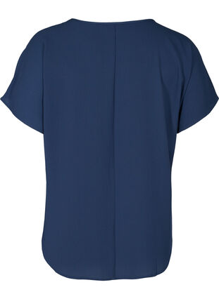 Blouse with short sleeves and a round neckline, Mood Indigo, Packshot image number 1