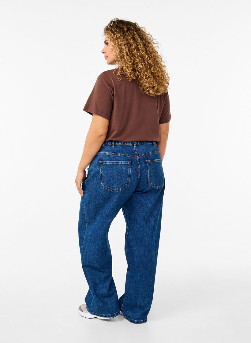 Wide leg jeans with high waist, Blue, Model image number 1