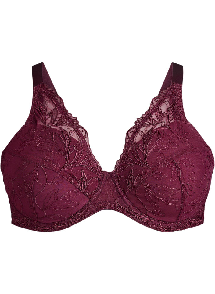 Padded lace bra with underwire, Red, Packshot image number 0