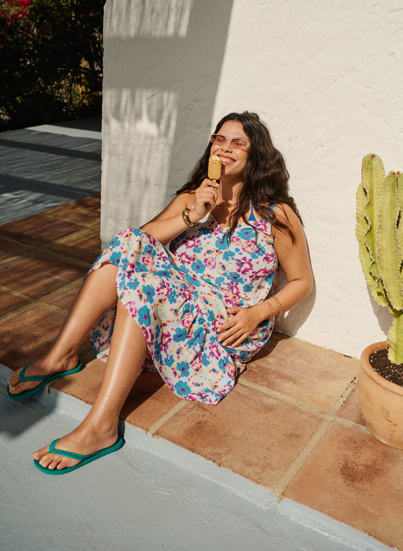 Viscose summer dress with straps, Multi Flower AOP, Image image number 0