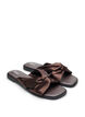 Flat sandals with crossed satin straps, Brown, Packshot image number 1
