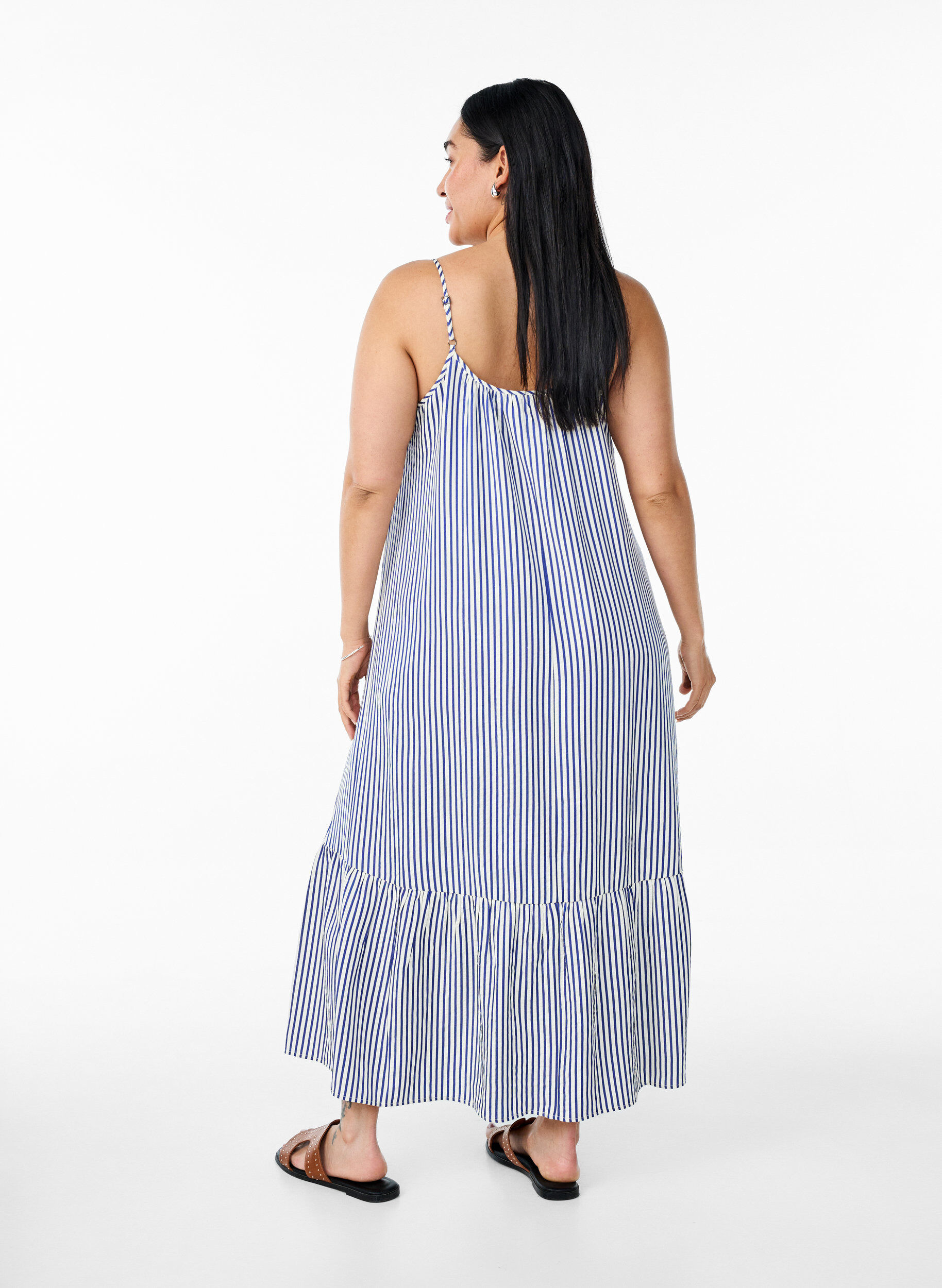 Zizzifashion Summer dress with stripes and A-line shape, Blue, Model image number 1