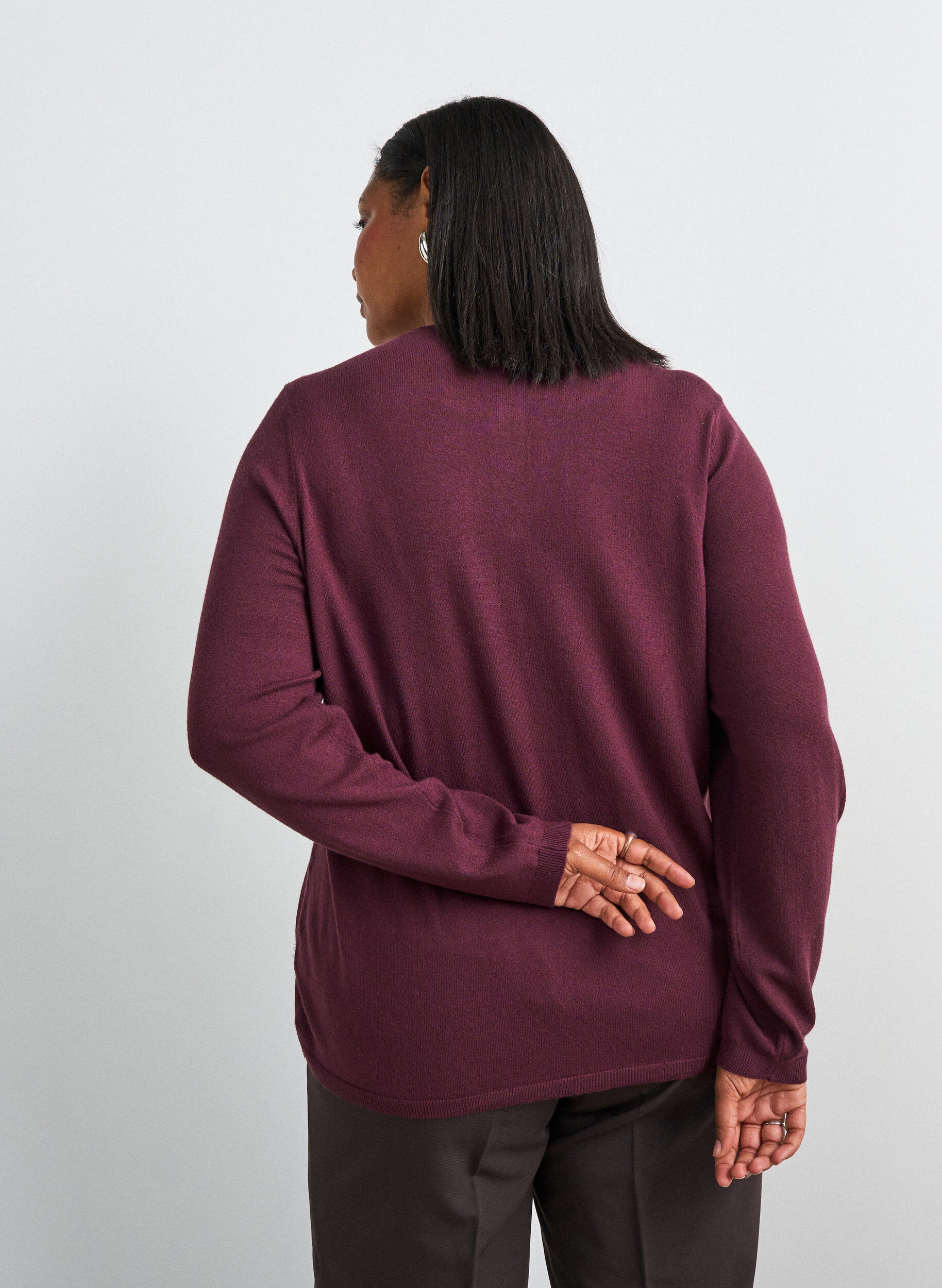ZizzifashionCardigan with round buttons, Red, Model image number 2