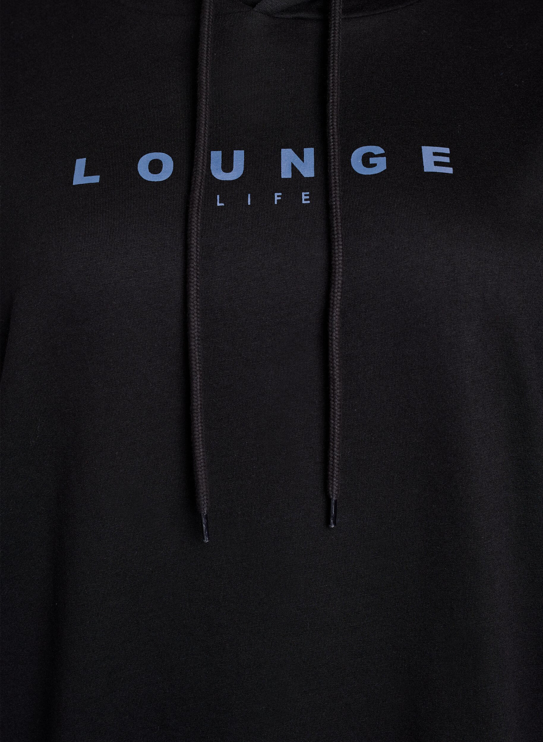 ZizzifashionSweatshirt with hood and print, Black, Packshot image number 2
