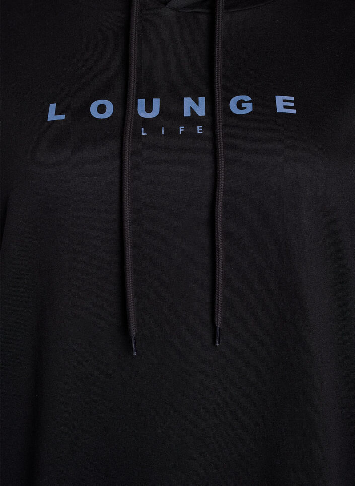 Sweatshirt with hood and print, Black, Packshot image number 2