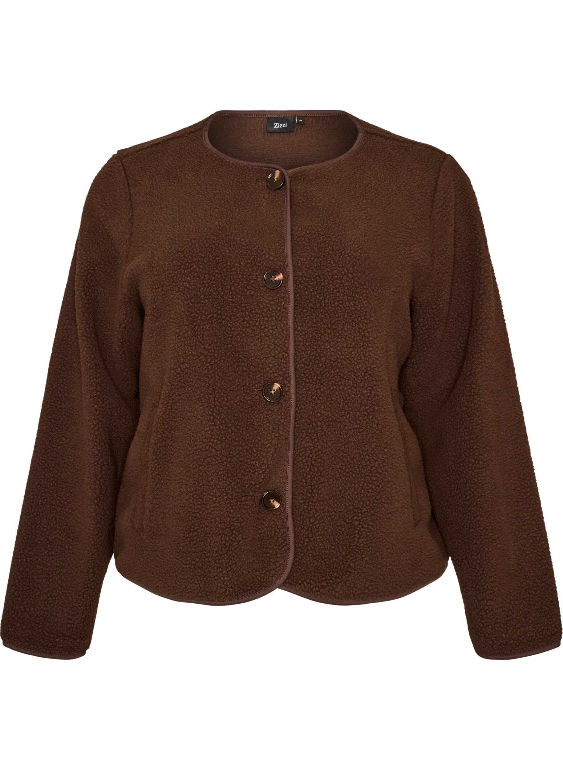 Teddy jacket with a round neck and buttons
