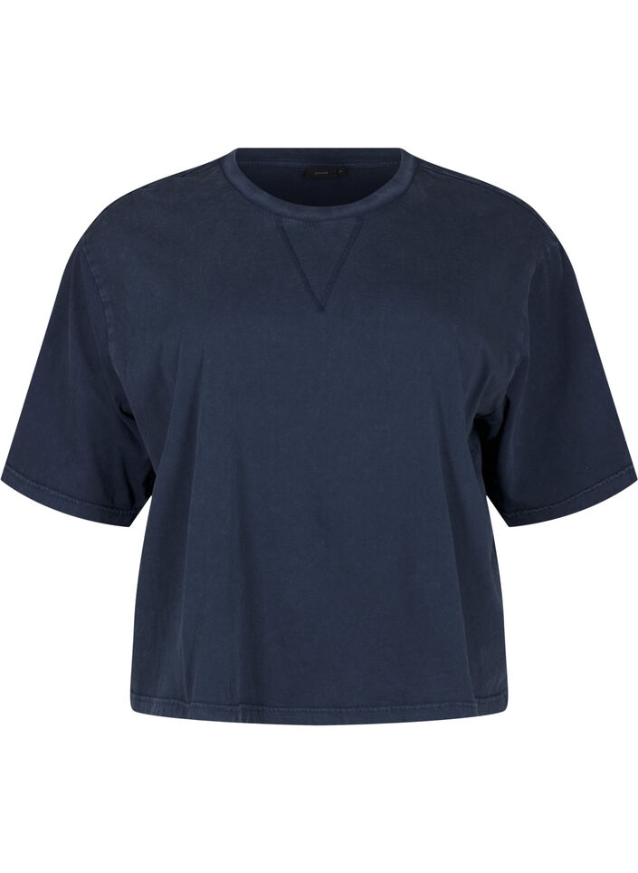 Boxy T-shirt in organic cotton, Blue, Packshot image number 0