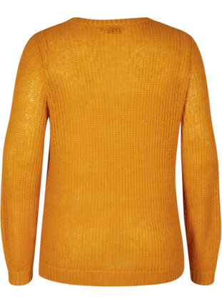 Knitted blouse with wool and round neck, Buckthorn Brown, Packshot image number 1